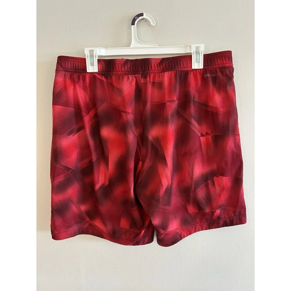 Nike Dri-FIT Basketball Shorts Red Geometric Mens Size XL